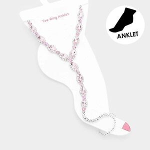 Anklet Pink Marquise Rhinestone Silver Toe Ring